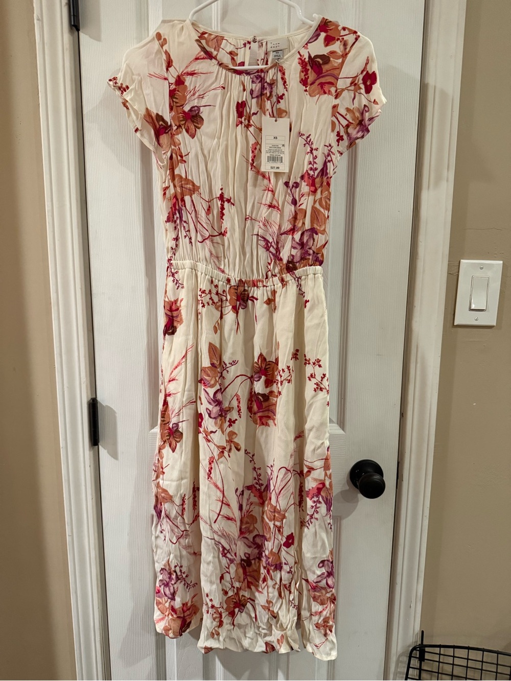 Target Girls' Cream Dress with Pink & Orange Floral Print